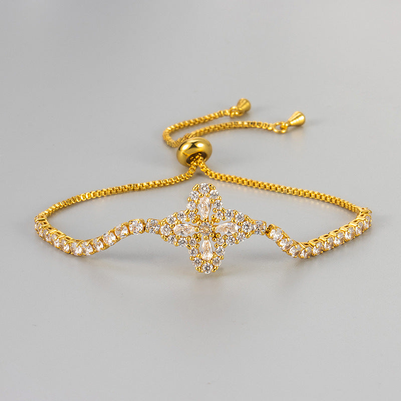 Zircon Floral Adjustable Bracelet