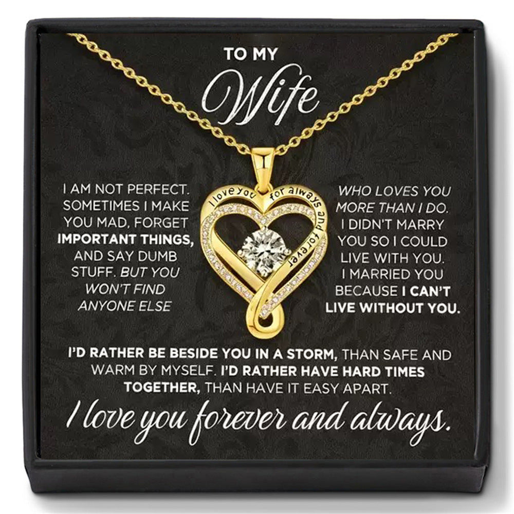 Double Layer Heart Zircon Necklace Pendant