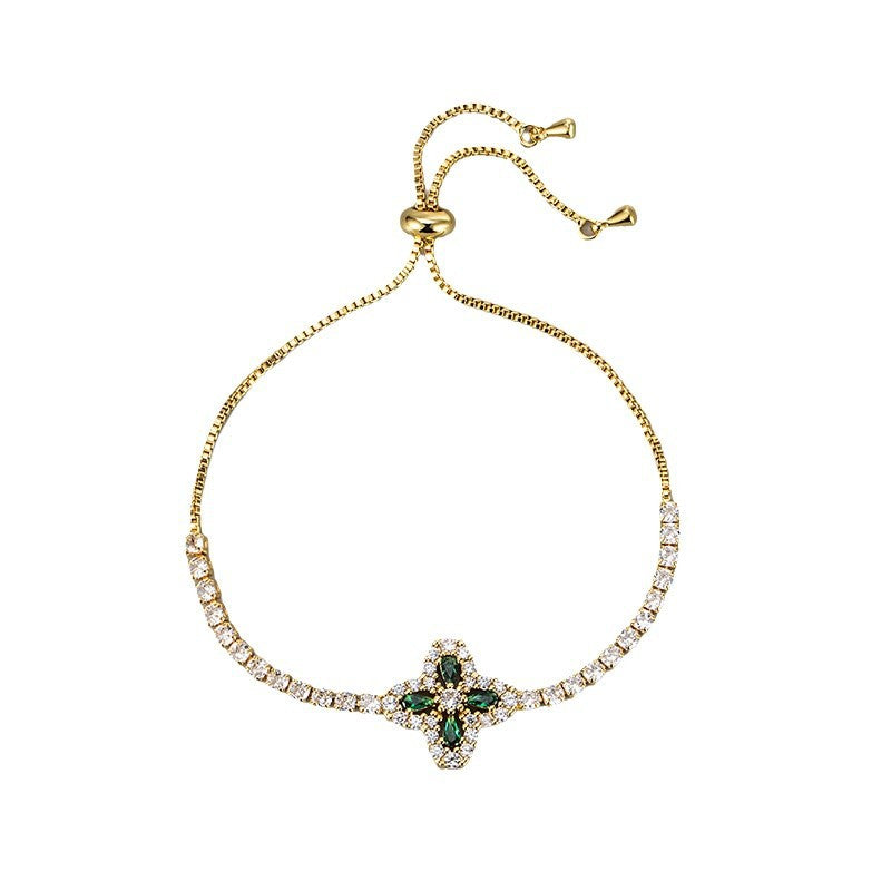 Zircon Floral Adjustable Bracelet