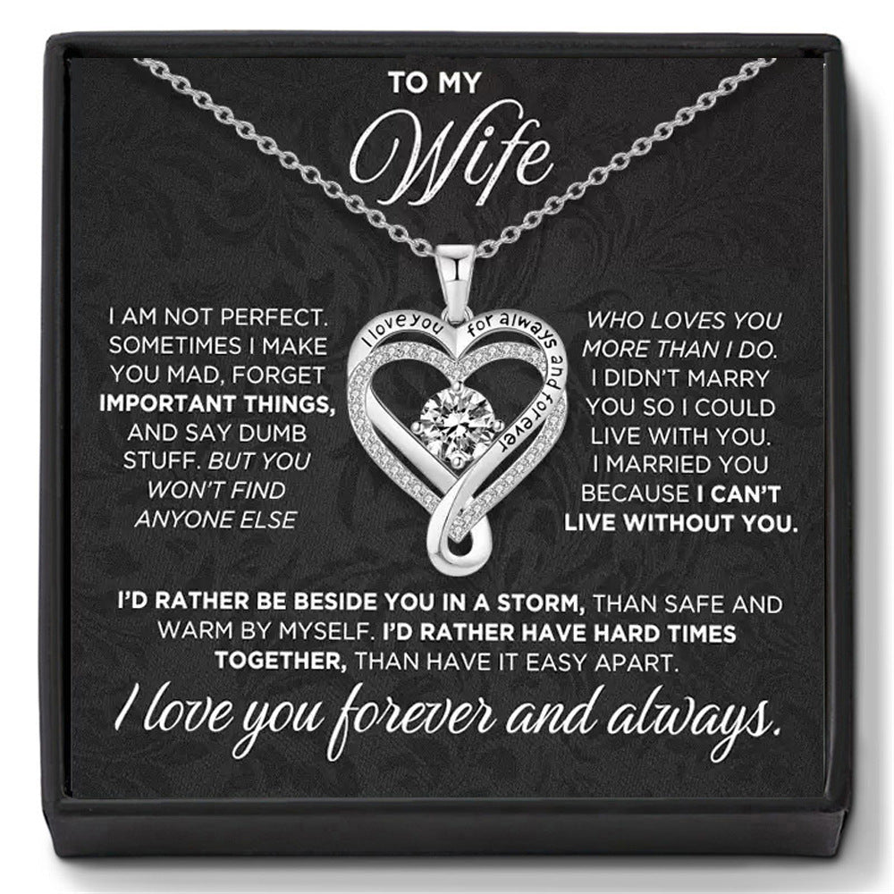 Double Layer Heart Zircon Necklace Pendant