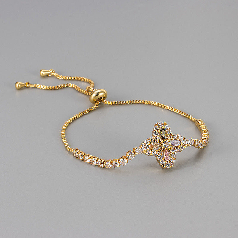 Zircon Floral Adjustable Bracelet