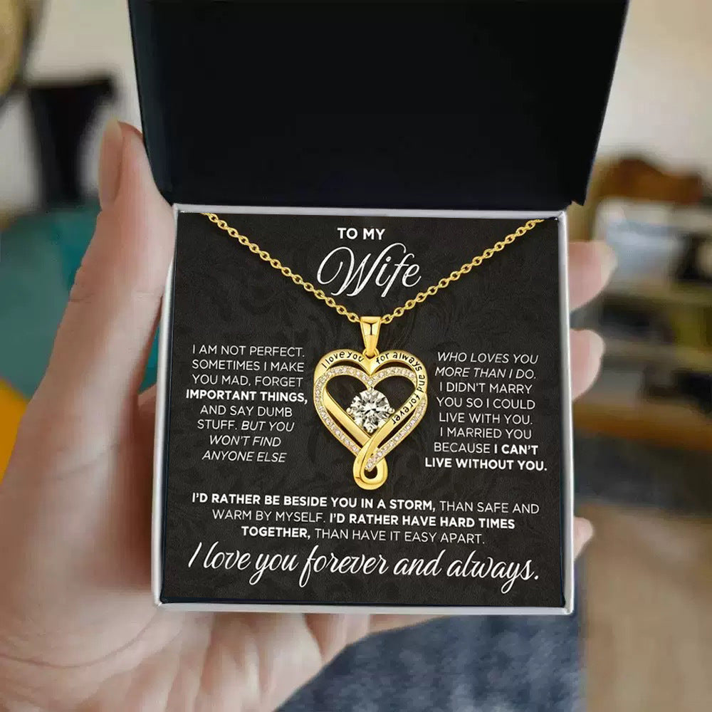 Double Layer Heart Zircon Necklace Pendant