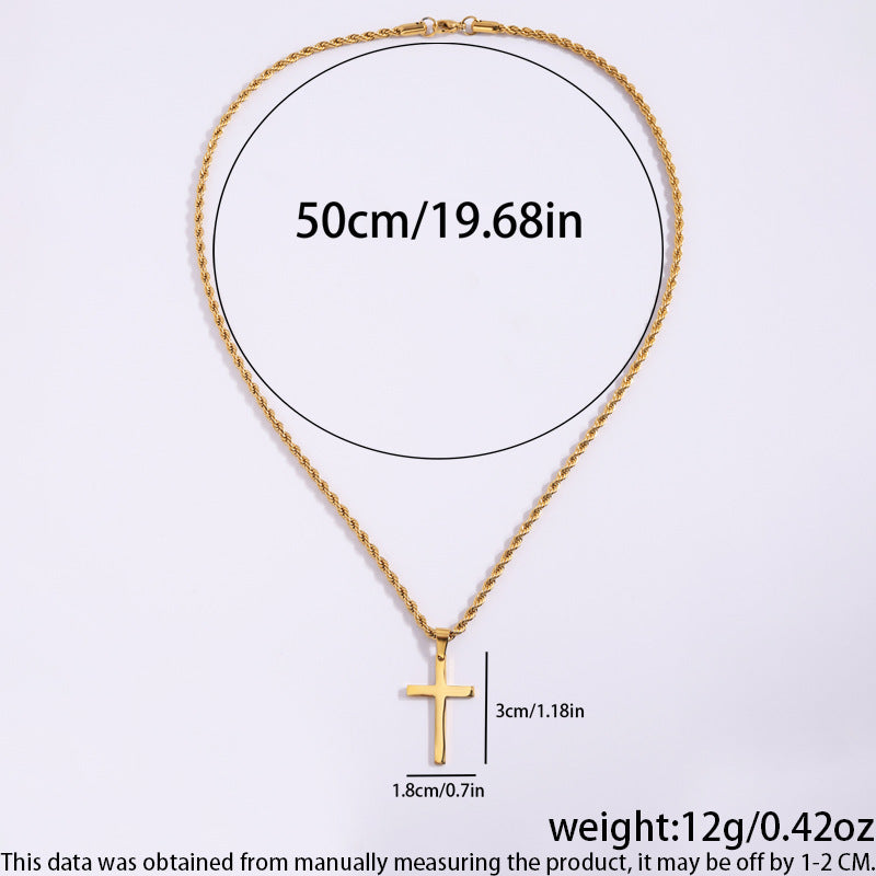 Twisted chain cross titanium steel necklace