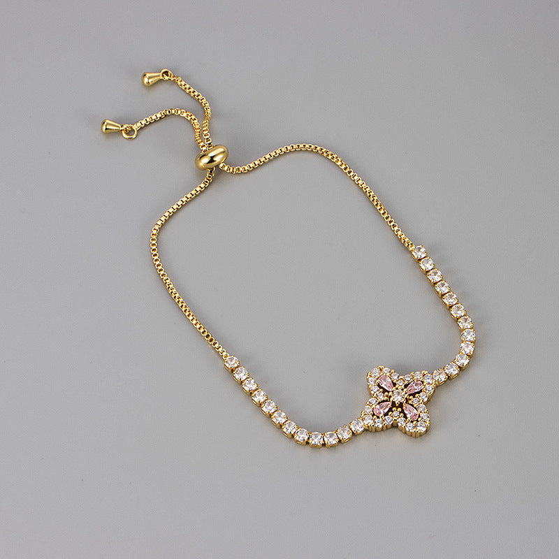 Zircon Floral Adjustable Bracelet