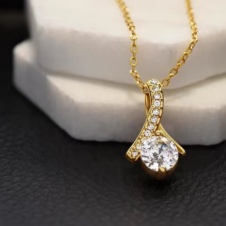 Herringbone Zircon Pendant Necklace
