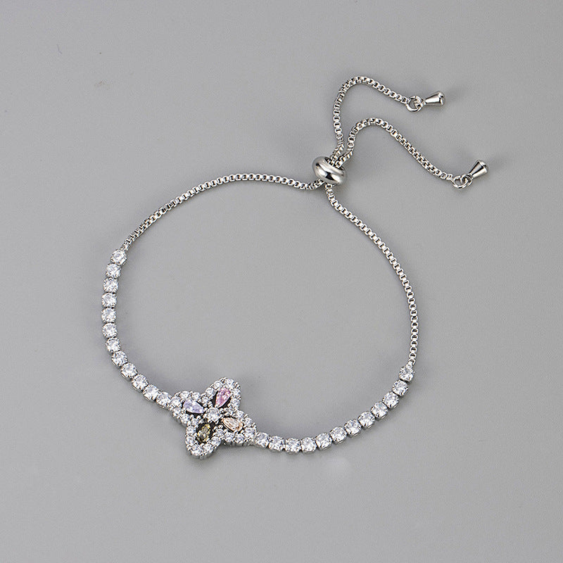 Zircon Floral Adjustable Bracelet